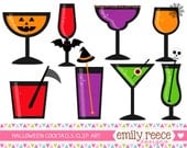50% OFF - Halloween Cocktails Drinks Martini Creepy Cute Clip Art - Commercial Use - Scrapbooking Invitations Cards - Instant Download Il_170x135