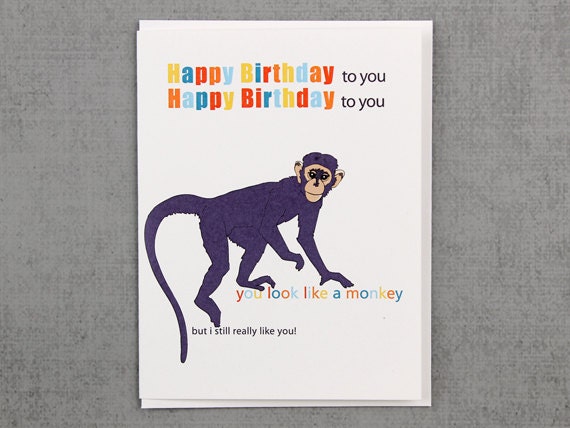 Monkey Birthday Card