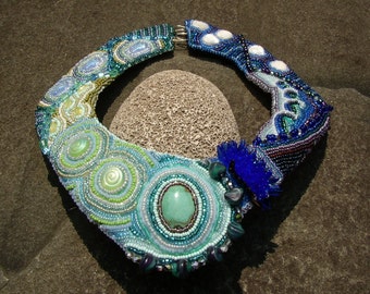 Statement Beadwork Necklace, Ocean Themes & Fish