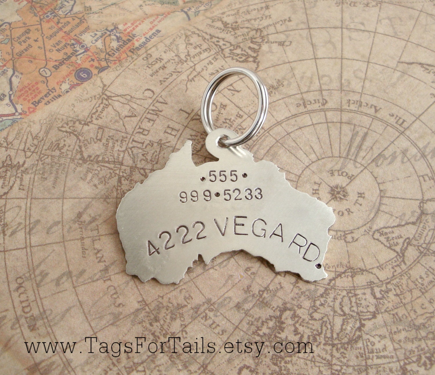 Australia Country Pet ID Tag Handmade Engraved by TagsForTails