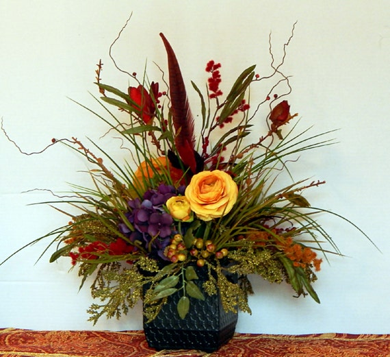 Tuscan Silk Floral Arrangement with by PataylaFloralDesigns