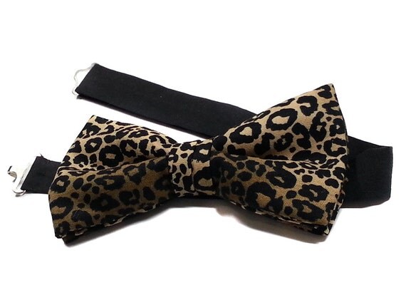Leopard Print Mens Bow Tie Young Adult Teen Adjustable