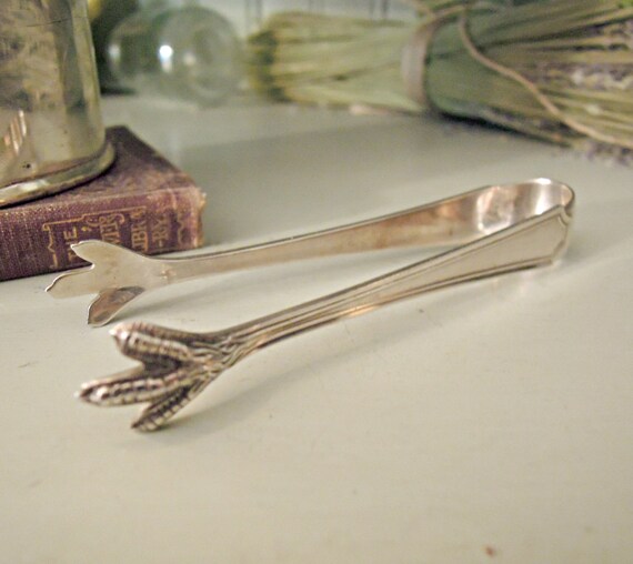 Vintage / Antique Sugar Tongs / Sterling Silver Serving Tongs