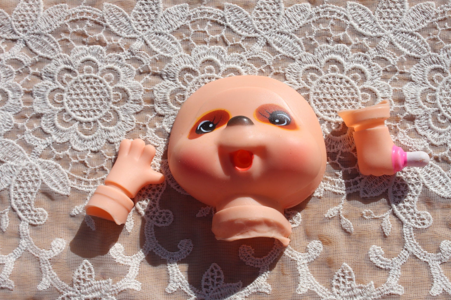 Cartoon Animal Plastic Doll Head Vintage Craft by  