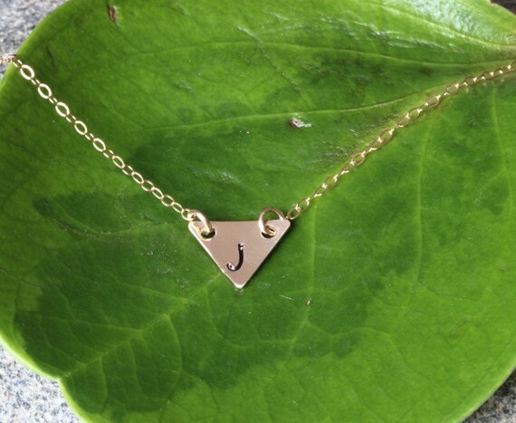 Items similar to Gold Fill Triangle Necklace. Personalized Triangle