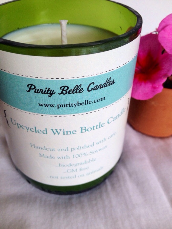 Wine Bottle Candle Upcycled 'Enlightenment' LIMITED by PurityBelle