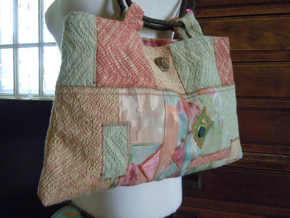 Items similar to Women&#39;s Handmade Handbag, OOAK, Repurposed Fabric Handbag, Upcycled Fabric ...