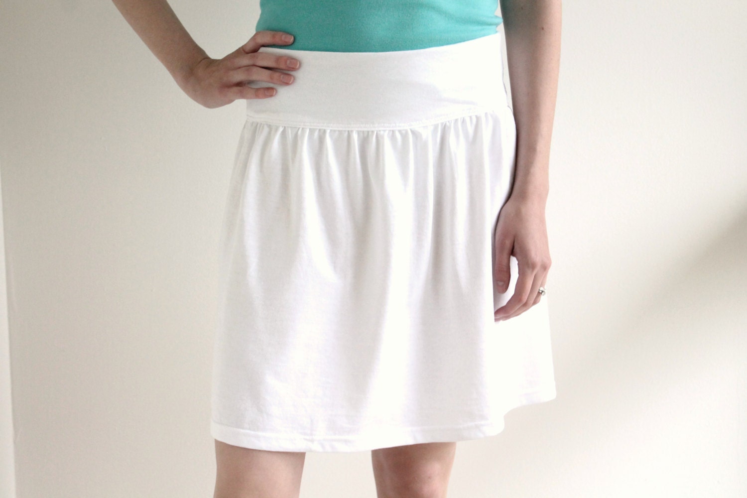 Women's Knee Length Skirt with Yoga Style Waist Band