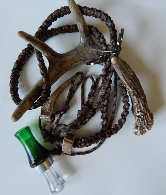 Camo authentic deer antler accented hunting paracord lanyard