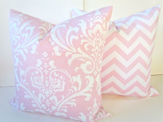 Items similar to PINK PILLOWS SET of 2. Pink Throw Pillows Pink Pillow Covers Baby pink Nursery ...