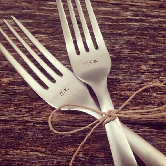 Personalized Wedding Fork Set Wedding Keepsake by TheMuddyHammer
