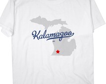 GreatCitees Unisex Kalamazoo Michigan MI MAP Hometown Souvenir Tee ...