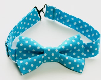 Bow Tie - Blue & White Polka Dot Bowtie