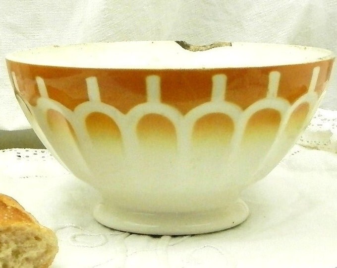Very Big French Antique Chippy Café au Lait Bowl / Coffe Bowl / Cottage Kitchenware / French Country Decor / Retro Vintage Home Interior