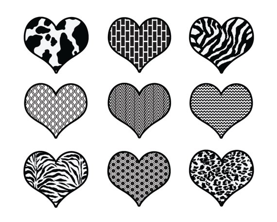 60% OFF SALE Black and White Digital Scrapbook Clip Art Valentines Day Love Mothers Day Love, Heart, Wedding Clipart Digital Clipart Il_570xn