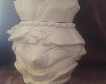 Scarecrow Cannister or Cookie Jar ready to paint glazed inside
