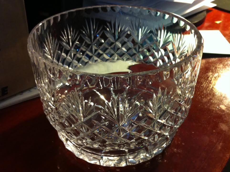 Vintage Cut Crystal Round Straight Side Low Pedestal Master Cutter