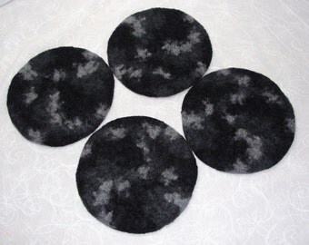 Handmade Wool Felted Coasters~Felt Coasters~Felt Trivets~Shades of Gray Felted Coasters