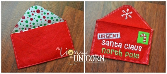 Santa Letter Envelope - santa letter holder - can be personalized RED 7"x4.5" closed