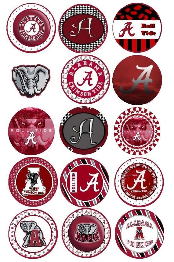 Printable Alabama Crimson Tide 2 inch Circles by ImageThis on Etsy
