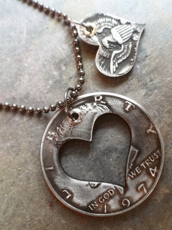1974 40th birthday 40 years heart necklace hand made