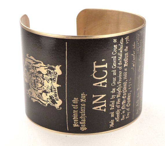 Witch Trials Cuff, Salem Witch Act Brass Cuff Bracelet, Witch and Halloween Jewelry