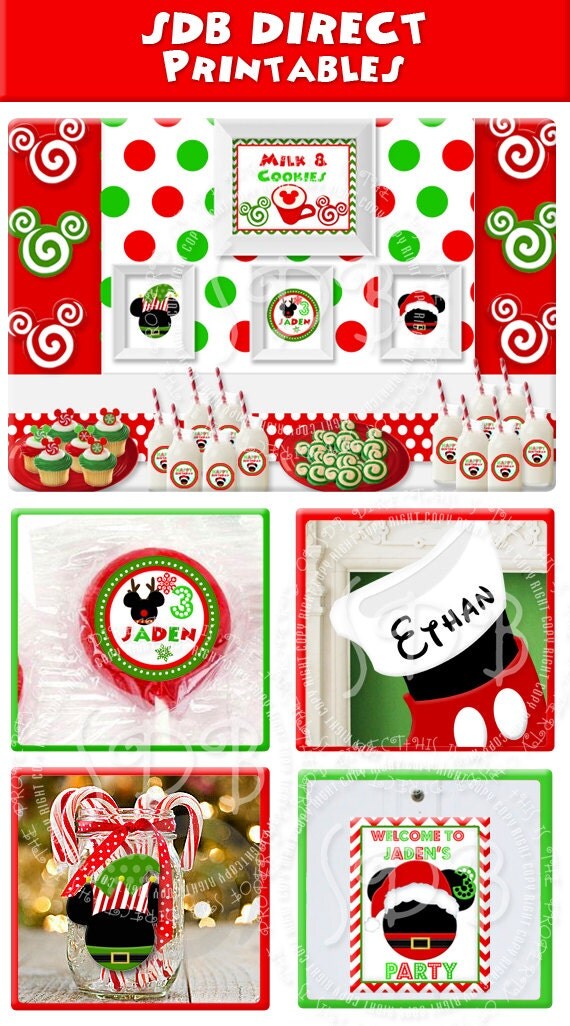 Items similar to Mickey Mouse Christmas Party Pack, Santa Birthday