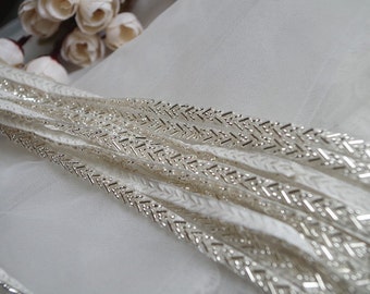 beaded trim, bridal sash, Bridal Belt, beaded jewelry Trim, Beading trim on sale