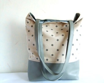 tote bag, vegan leather bag, linen tote, cotton tote, grey tote bag ...