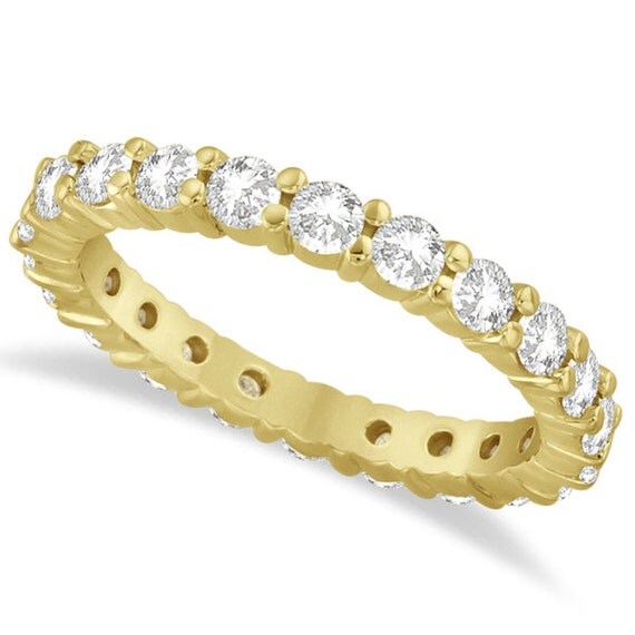 Round Moissanite Eternity Ring Anniversary Band 14K Yellow Gold (1 ...