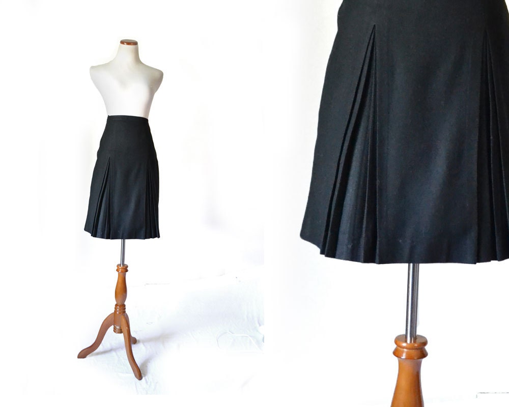 Kick Pleat 1940s Style Skirt / Wool Skirt / by MinxouriVintage