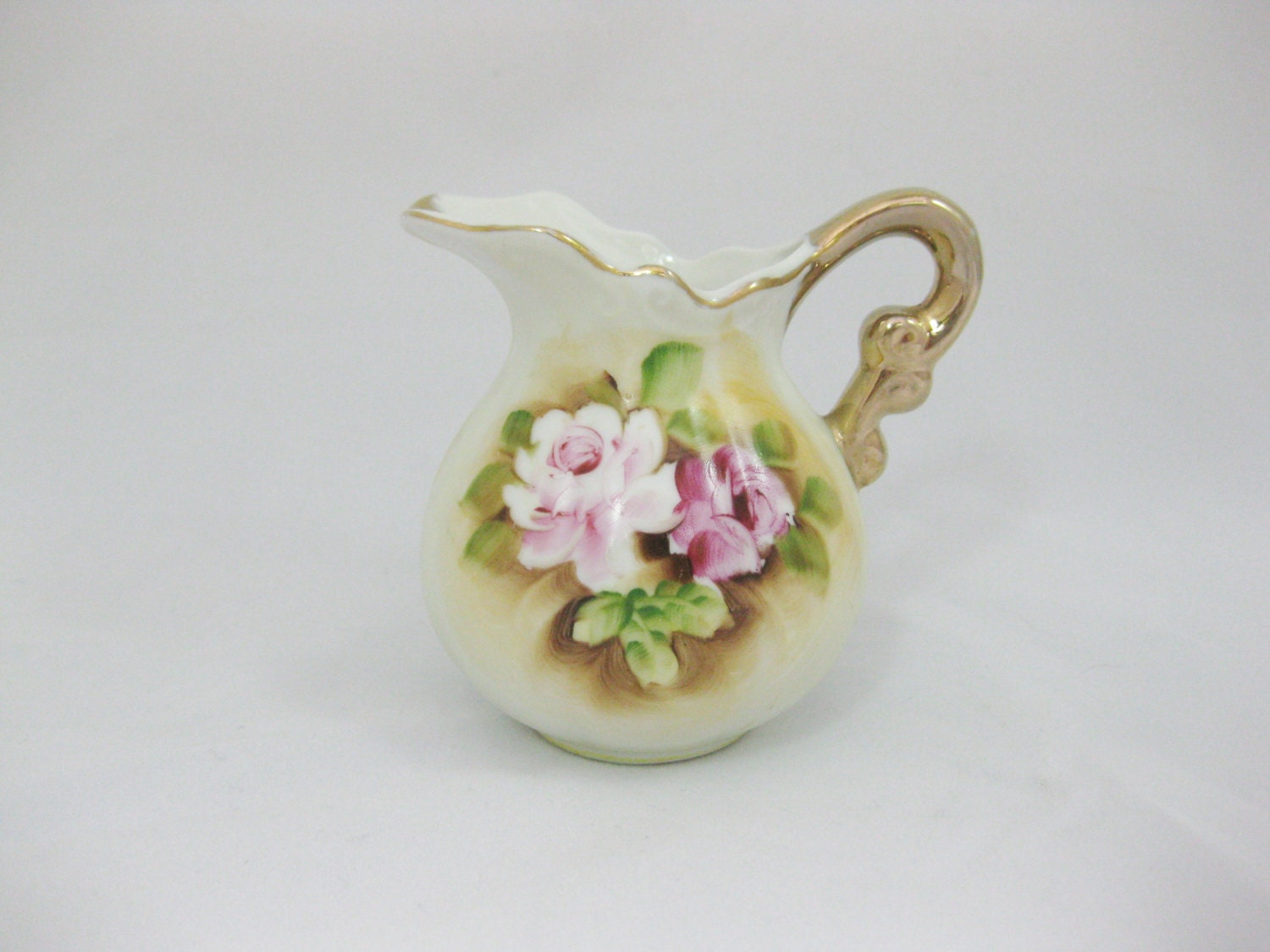 Porcelain Creamer, Japanese Porcelain, Gold Trimmed Cream Pitcher
