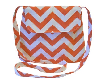 Chevron Medium Cross body Bag/ Messenger Bag/ Navy, Red, Pink, Blue Twill,Orange, Yellow, Gray.