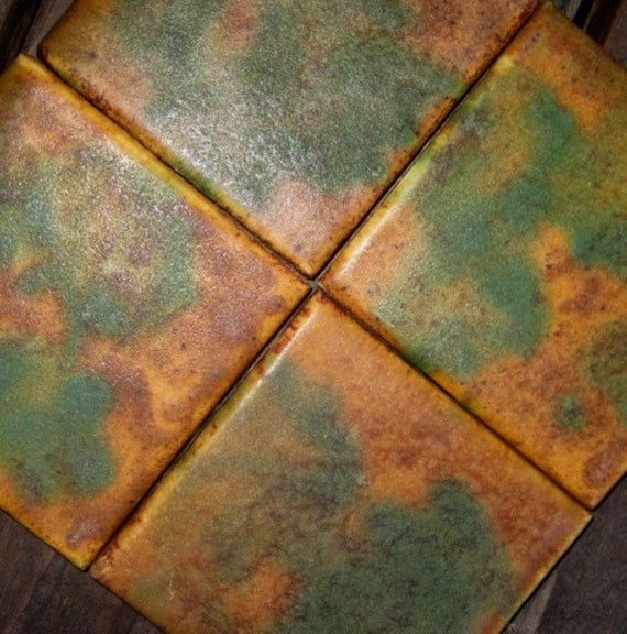 Arts and Crafts Handmade Pottery Tiles Set of 14 Vintage