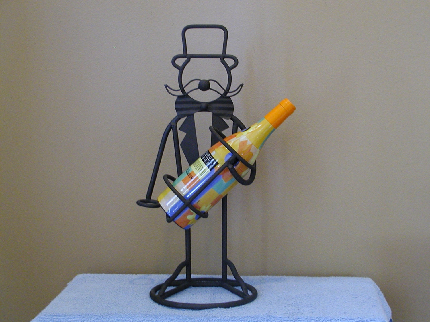 Metal Art Wine Bottle Holder by SandECollectibles on Etsy