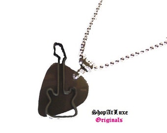 Steel Guitar Pick Necklace with New Style of Electric Guitar Dangle