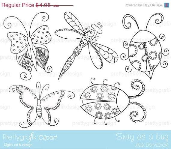 60% OFF SALE insect bugs digital stamp commercial use, vector graphics, digital stamp, digital images - DS328 Il_570xn