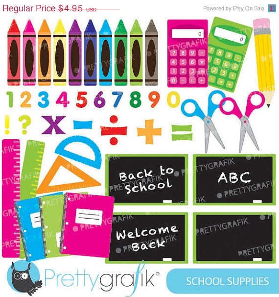 60% OFF SALE School supplies clipart commercial use, vector graphics, digital clip art, digital images - CL549 Il_570xn
