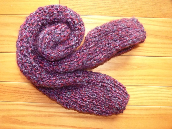 Knit Scarf - warm mix of purple, wine, grey, black