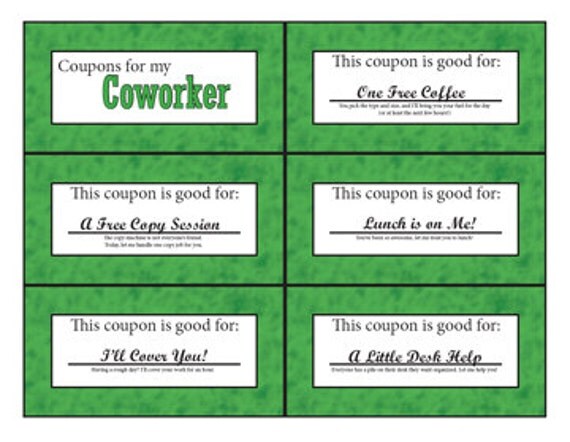Co-Worker Coupon BookPrintableDigitalStocking