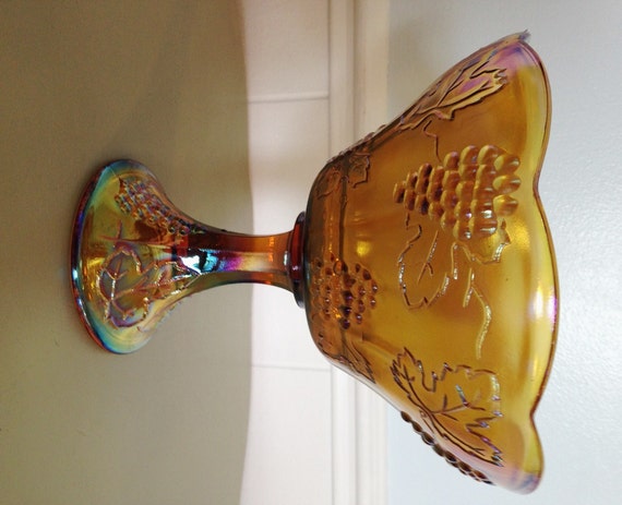 price reduced carnival glass compote indiana glass harvest price reduced carnival glass compote indiana glass harvest