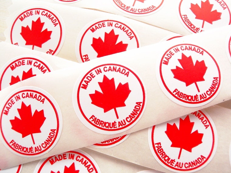 Made in Canada Fabrique au Canada Stickers Labels Red Canada