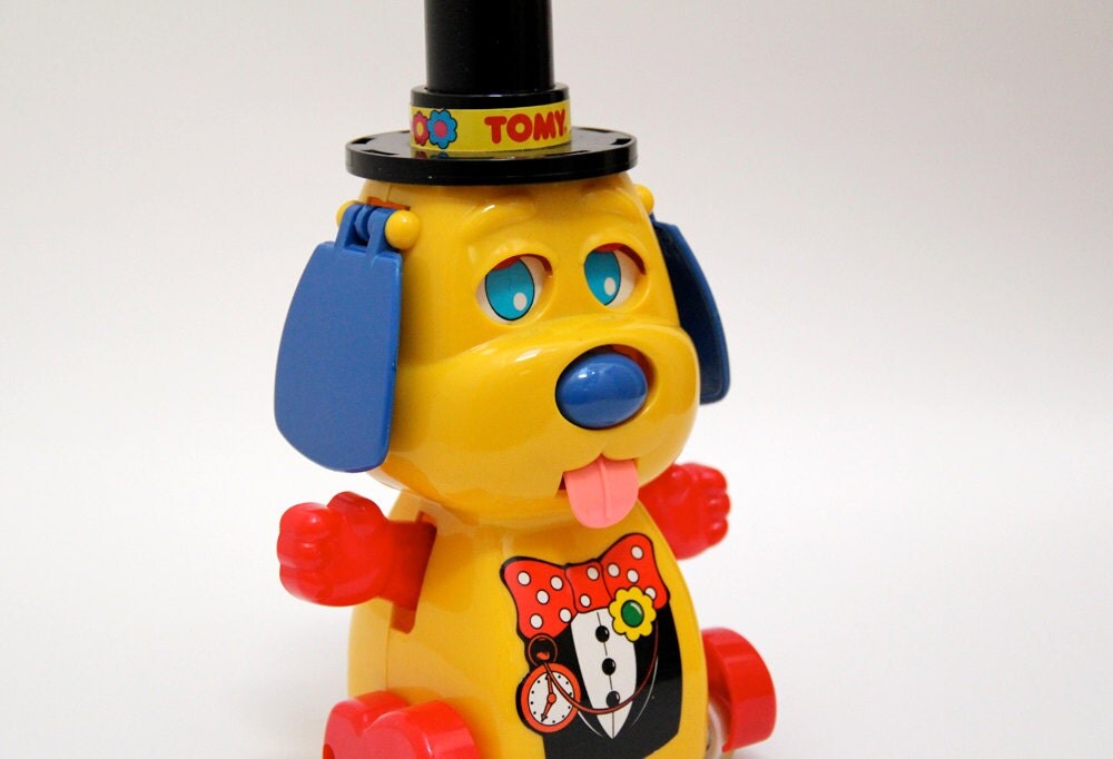 Vintage Doggone Dog push along toy by Tomy 1970s