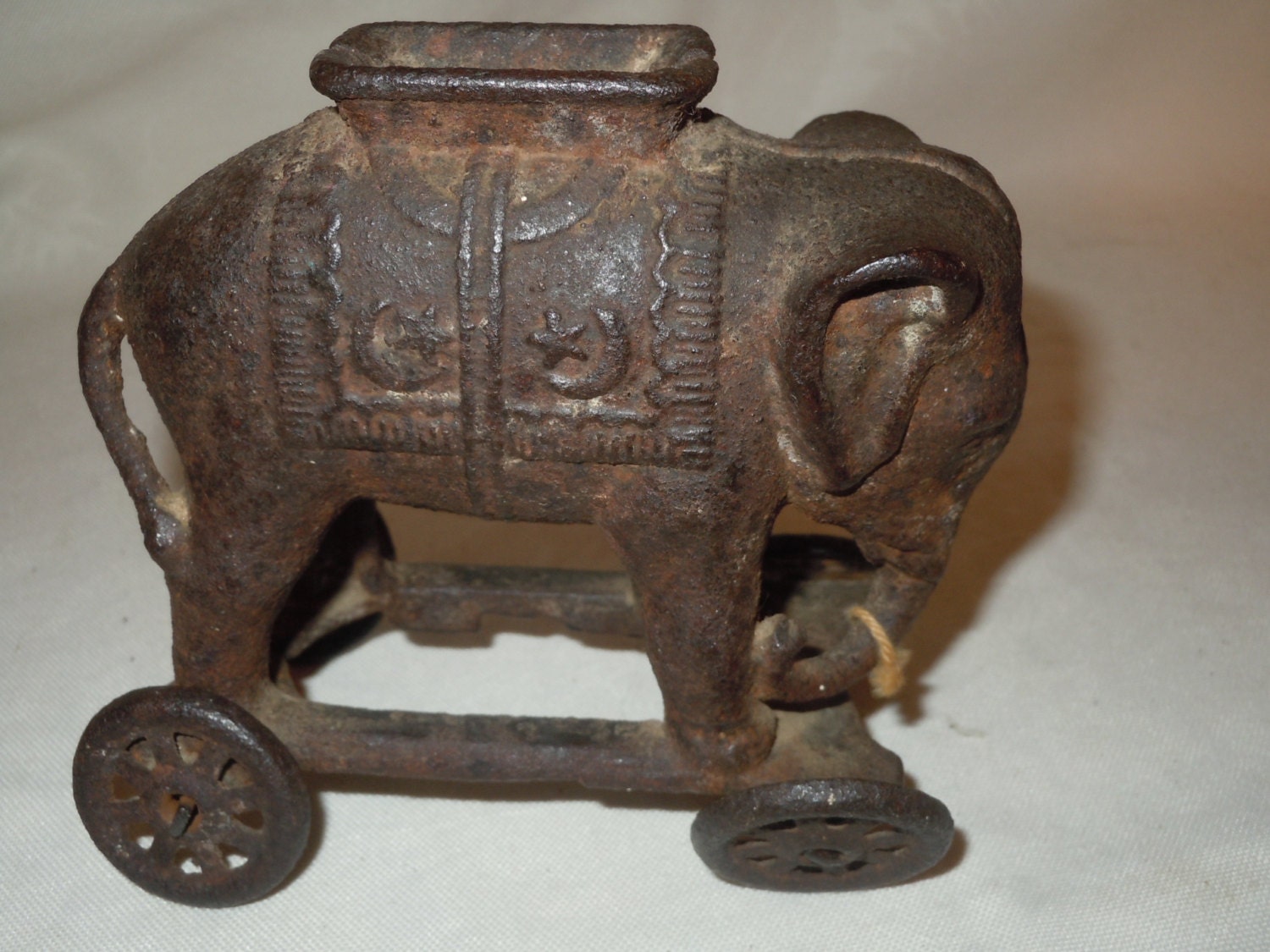 Antique Bank Cast Iron Elephant on Wheels by TheShastaLakeShop