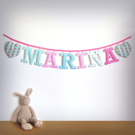 Customized Handmade Fabric Garlands - 6 Large Letter Name Il_570xn