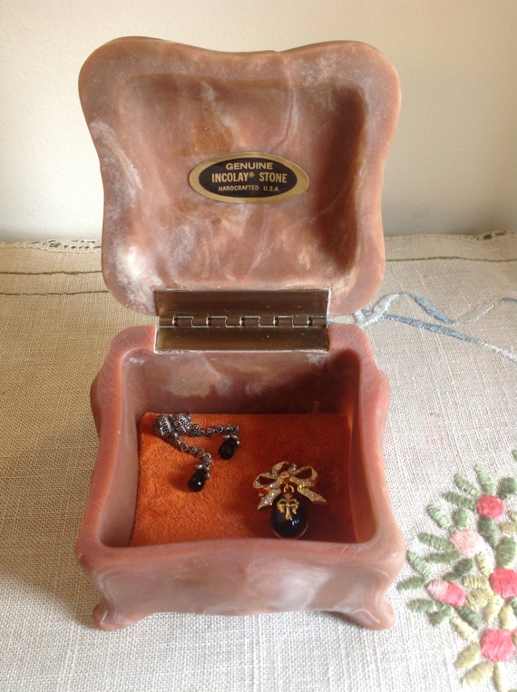 Genuine Incolay Stone Jewelry Box