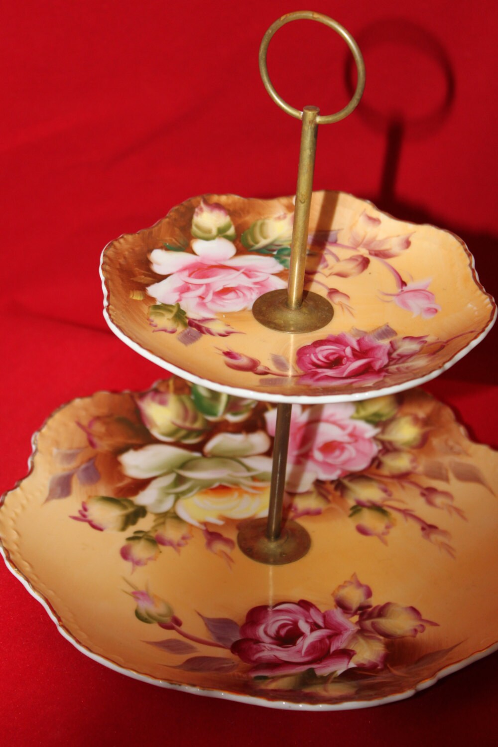 Vintage Lefton 2 Tiered Plate Tea Party Cake Plate Cupcake