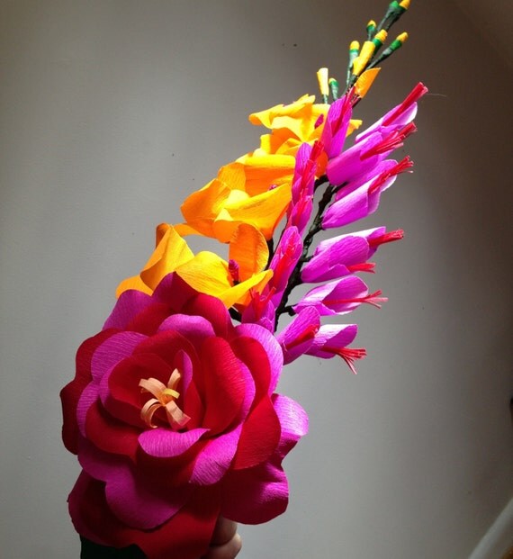 Items similar to Large crepe paper flower wedding or bridesmaid bouquet