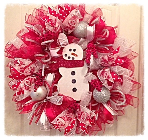 Snowman Christmas Deco Mesh Wreath/Christmas by CKDazzlingDesign