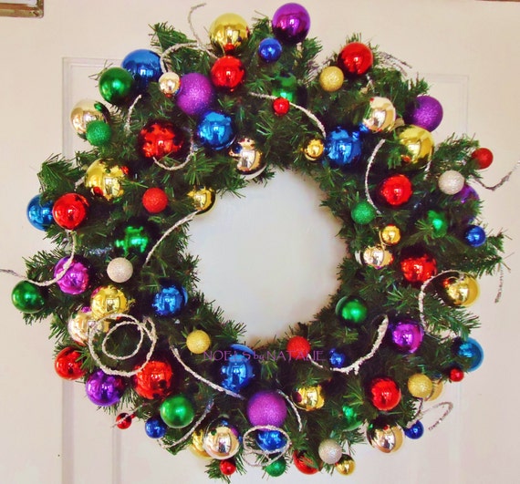 24 multi colored with purple christmas wreath by 24 multi colored with purple christmas wreath by
